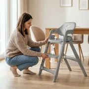 Scaun de masa, Lionelo, Matt, 3 in 1, Pliabil, Cu tava detasabila, Cu centuri de siguranta in 5 puncte, Suport pentru picioare si sezut reglabile, Pana la 110 kg, 6 luni &ndash; adult, Gri BYNLO-MATT_GREY_STONE