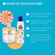 Set Chicco POP, gel curatare fata cu aroma prajitura de vanilie si dispozitiv formare spuma, 150ml, 6ani+ CHC1281040-9