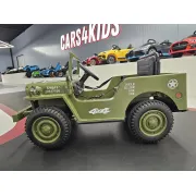 Jeep Electric Pentru Copii Willy 12v Verde Militar, Design Retro ,   Telecomanda 2.4g, 4 Motoare   3-5 Ani Pjbc4k103