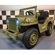 Jeep Electric Pentru Copii Willy 12v Verde Militar, Design Retro ,   Telecomanda 2.4g, 4 Motoare   3-5 Ani Pjbc4k103