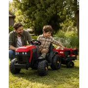 Tractor Electric Pentru Copii Farmer 12v Roe U, Cu Remorca Detae Abila E I Telecomanda 2.4g ,   Roti Eva, Scaun Piele   3-6 Ani Pjbc4k0925rood