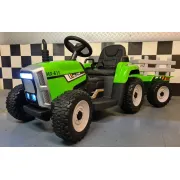 Tractor Electric Pentru Copii Mx-611 12v Verde, Cu Remorca Detae Abila, Bluetooth E I Telecomanda 2.4g ,   Roti Cauciuc, Scaun Piele   2,5-5 Ani Pjbc4k611groen