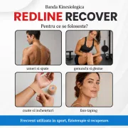 Banda Kinesiologica RedLine Recover Bej, impermeabila, fara latex, 5 cm x 5 m BITRedLineRecoverBej