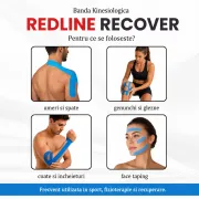 Banda Kinesiologica RedLine Recover Bleu, impermeabila, fara latex, 5 cm x 5 m BITRedLineRecoverBleu