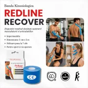 Banda Kinesiologica RedLine Recover Bleu, impermeabila, fara latex, 5 cm x 5 m BITRedLineRecoverBleu
