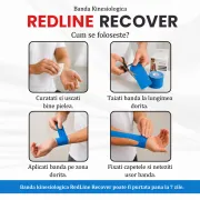 Banda Kinesiologica RedLine Recover Bleu, impermeabila, fara latex, 5 cm x 5 m BITRedLineRecoverBleu