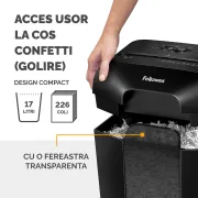 Distrugator documente Fellowes LX45, cross cut, 8 coli, negru BPTCFW400501
