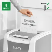 Distrugator documente automat Leitz IQ Small Office P4, crosscut 100 coli, cos 34l, alb/gri BPTCSL011000