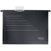 Dosar suspendabil Leitz Alpha Recycle, carton, 100% reciclat, certificare Blue Angel, reciclabil, A4, cu burduf, negru BPTCSL192295