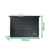 Dosar suspendabil Leitz Alpha Recycle, carton, 100% reciclat, certificare Blue Angel, reciclabil, A4, cu burduf, negru BPTCSL192295