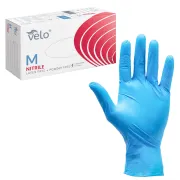 Manusi nitrilice Velo Nitrile Blue M, fara pudra, nesterile, microtextura pe degete, ambidextre, pentru uz medical si alimentar, 100 bucati BITVeloNitrileBlueM