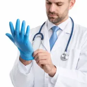 Manusi nitrilice Velo Nitrile Blue M, fara pudra, nesterile, microtextura pe degete, ambidextre, pentru uz medical si alimentar, 100 bucati BITVeloNitrileBlueM
