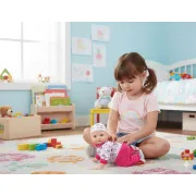Papusa bebelus 30cm, care merge, sunete specifice bebe, in pijama roz