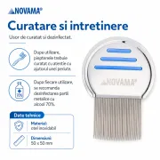 Pieptene Novama Licer pentru indepartarea paduchilor si a lindinilor, din otel inoxidabil, dinti lungi, 50 x 50 mm BITNovamaLicer