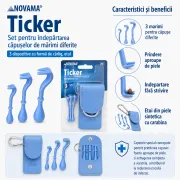 Set Novama Ticker pentru indepartarea capuselor de marimi diferite, 3 dispozitive cu forma de carlig, etui BITNovamaTicker