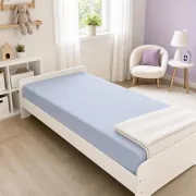 Saltea SafeNest HR Deluxe 180/60/6 cm pentru paturi, cu husa bumbac bleu uni - ASC6427968021757