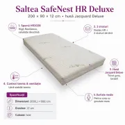 Saltea SafeNest HR Deluxe 180/60/12 cm pentru paturi, cu husa Jacquard Deluxe - ASC6427968021740
