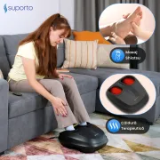 Aparat Masaj Picioare SUPORTO Reflexo Core cu Incalzire, Compresie si Telecomanda, Pentru relaxare Picior si Talpa, Beneficii de Reflexoterapie, Circulatie Imbunatatita, Role masat talpi si presopunctura, Tehnica Shiatsu, Negru SPTREFCORE