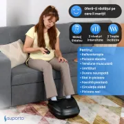 Aparat Masaj Picioare SUPORTO Reflexo Core cu Incalzire, Compresie si Telecomanda, Pentru relaxare Picior si Talpa, Beneficii de Reflexoterapie, Circulatie Imbunatatita, Role masat talpi si presopunctura, Tehnica Shiatsu, Negru SPTREFCORE