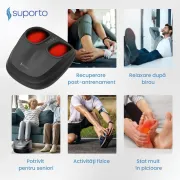 Aparat Masaj Picioare SUPORTO Reflexo Core cu Incalzire, Compresie si Telecomanda, Pentru relaxare Picior si Talpa, Beneficii de Reflexoterapie, Circulatie Imbunatatita, Role masat talpi si presopunctura, Tehnica Shiatsu, Negru SPTREFCORE