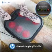 Aparat Masaj Picioare si Talpi SUPORTO Reflexo One, Reflexoterapie si Shiatsu, 3 Moduri de masat si Incalzire Terapeutica, Husa detasabila si lavabila, Negru SPTREFONE