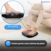 Aparat Masaj Picioare si Talpi SUPORTO Reflexo One, Reflexoterapie si Shiatsu, 3 Moduri de masat si Incalzire Terapeutica, Husa detasabila si lavabila, Negru SPTREFONE