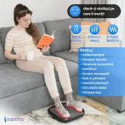 Aparat Masaj Picioare si Talpi SUPORTO Reflexo One, Reflexoterapie si Shiatsu, 3 Moduri de masat si Incalzire Terapeutica, Husa detasabila si lavabila, Negru SPTREFONE