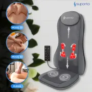 Aparat Masaj Spate SUPORTO Detenso 3D Max de tip Husa scaun de masaj cu Shiatsu si Vibromasaj, Perna Masaj cu Incalzire terapeutica, Reduce tensiunea si Relaxează Spatele, Functie Masaj 2D/3D, Cervical, Tintit, Rulare, Gri SPTDET3DMAX