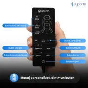 Aparat Masaj Spate SUPORTO Detenso Go de tip Husa scaun de masaj cu Shiatsu si Vibromasaj, Perna Masaj cu Incalzire terapeutica, Reduce tensiunea si Relaxează Spatele, Functie Masaj Tintit, Negru SPTDETGO