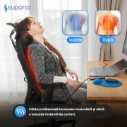 Aparat Masaj Spate SUPORTO Detenso Go de tip Husa scaun de masaj cu Shiatsu si Vibromasaj, Perna Masaj cu Incalzire terapeutica, Reduce tensiunea si Relaxează Spatele, Functie Masaj Tintit, Negru SPTDETGO