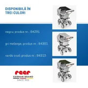 Copertina solara carucior copii, protectie UV UPF 80+, parasolar universal reglabil, protectie vant si ploaie usoara, prindere elastica universala, montare rapida, gri melange, Reer ShineSafe 84301
