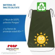 Copertina solara carucior copii, protectie UV UPF 80+, parasolar universal reglabil, protectie vant si ploaie usoara, prindere elastica universala, montare rapida, verde, Reer ShineSafe 84313