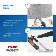 Copertina solara carucior copii, protectie UV UPF 80+, parasolar universal reglabil, protectie vant si ploaie usoara, prindere elastica universala, montare rapida, verde, Reer ShineSafe 84313