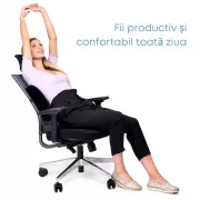 HUSĂ Perna ortopedica lombara Suporto Classic pentru scaun din spuma cu memorie - Neagra SPTHPL1N