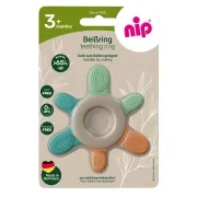 Inel de dentitie pentru bebelusi nip&reg; Green, masaj gingii si primii dintisori, din materiale naturale, fara BPA, fara ftalati, fara PVC, Made in Germany, 3+ luni, nip 38787