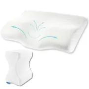 Set perna cu suport cervical din spuma cu memorie pentru copii 10-16 ani, perna pentru genunchi Suporto&reg;️ 50x30, cu perforatii SPTSETPDCACGE