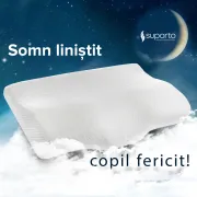 Set perna cu suport cervical din spuma cu memorie pentru copii 10-16 ani, perna pentru genunchi Suporto&reg;️ 50x30, cu perforatii SPTSETPDCACGE