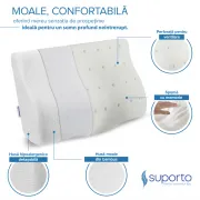 Set perna cu suport cervical din spuma cu memorie pentru copii 10-16 ani, perna pentru genunchi Suporto&reg;️ 50x30, cu perforatii SPTSETPDCACGE