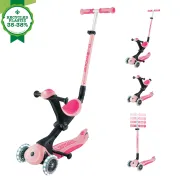 Trotineta Globber GO UP DELUXE ECOLOGIC 3 in 1, ghidon si scaun ajustabile pe inaltime, roti cu lumini, culoare roz pal FUNK646-710-1