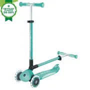 Trotineta Globber GO UP DELUXE ECOLOGIC 3 in 1, ghidon si scaun ajustabile pe inaltime, roti cu lumini, culoare verde FUNK646-706-1