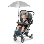 Umbrela parasolar carucior copii, protectie UV 80+, forma patrata 80 cm, reglabila 180&deg;, prindere universala anti-alunecare, gri melange, Reer ShineSafe 84271