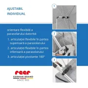Umbrela parasolar carucior copii, protectie UV 80+, forma patrata 80 cm, reglabila 180&deg;, prindere universala anti-alunecare, gri melange, Reer ShineSafe 84271
