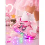 Pantofi sport cu luminite, model cu holograma, piele ecologica, fete, roz ad30-8-7-4-r