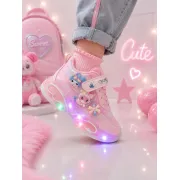 Pantofi sport cu luminite, model you and me, piele ecologica, fete, roz ad30-8-7x-r