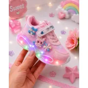 Pantofi sport cu luminite, model you and me, piele ecologica, fete, roz ad30-8-7x-r