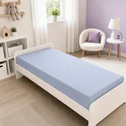 Saltea SafeNest HR Deluxe 180/60/6 cm pentru paturi, cu husa bumbac bleu uni - ASC6427968021757