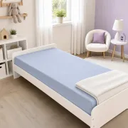 Saltea SafeNest HR Deluxe 180/80/6 cm pentru paturi, cu husa bumbac bleu uni - ASC6427968021771