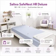 Saltea SafeNest HR Deluxe 180/80/6 cm pentru paturi, cu husa bumbac bleu uni - ASC6427968021771