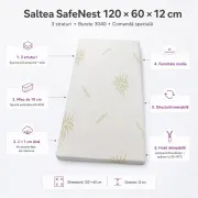 Saltea SafeNest 120x60x12 cm in 3 straturi Burete 3040 comanda speciala - ASC6427968144234