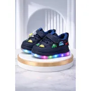 Adidasi bleumarine cu luminite masinute colorate adt-51-r